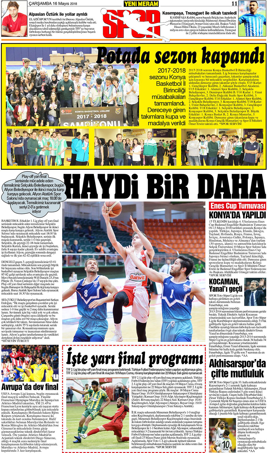 16 Mayıs 2018 Yeni Meram Gazetesi