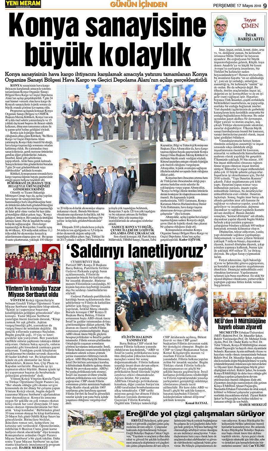 17 Mayıs 2018 Yeni Meram Gazetesi