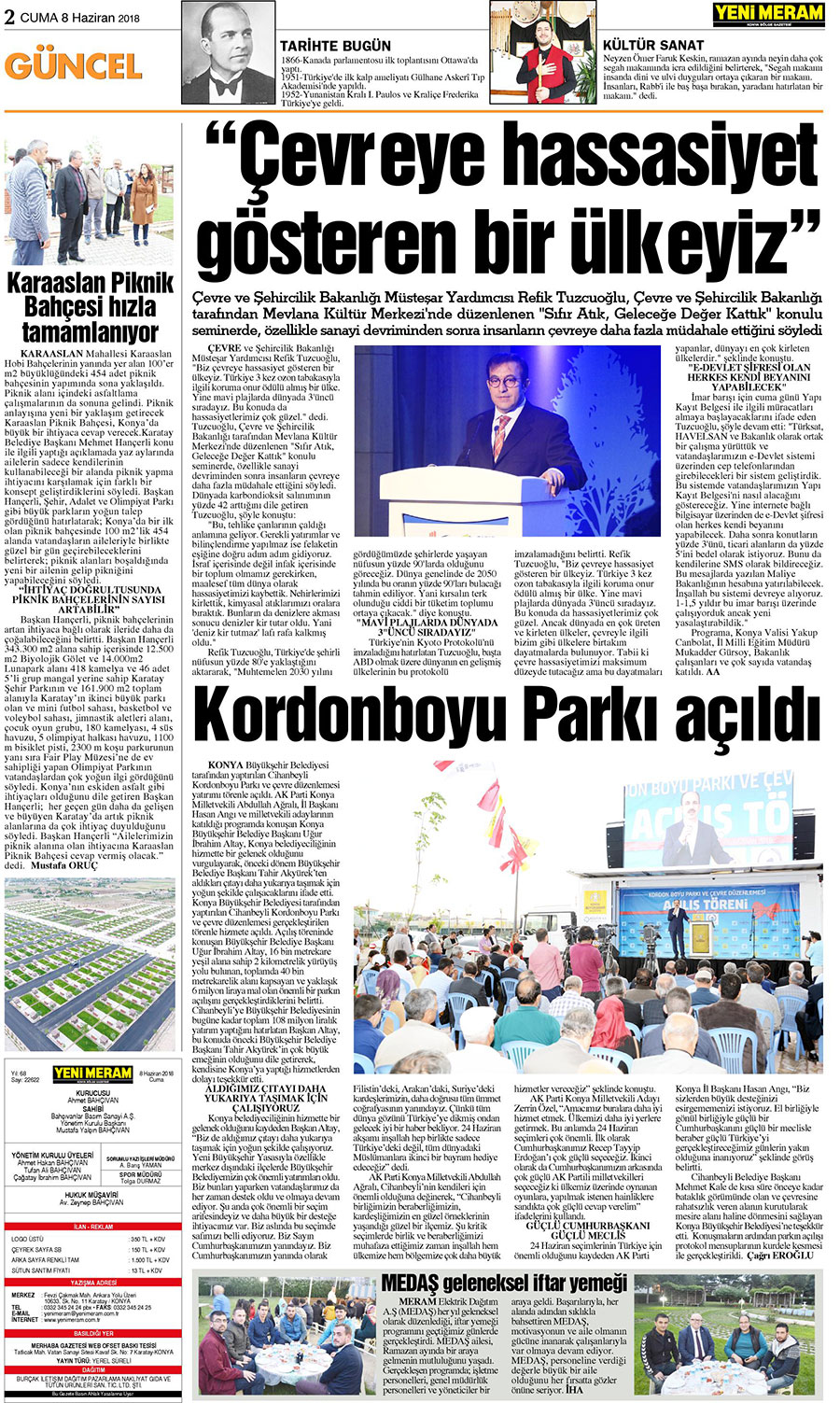 8 Haziran 2018 Yeni Meram Gazetesi