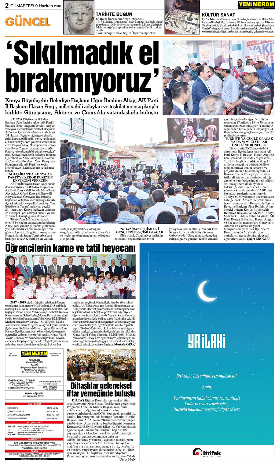 9 Haziran 2018 Yeni Meram Gazetesi