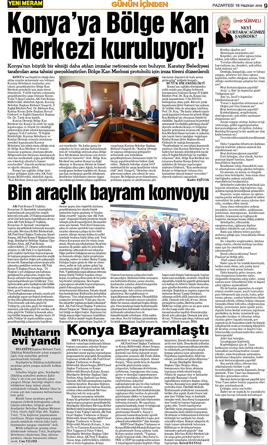18 Haziran 2018 Yeni Meram Gazetesi