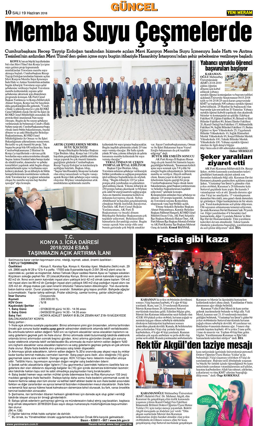 19 Haziran 2018 Yeni Meram Gazetesi