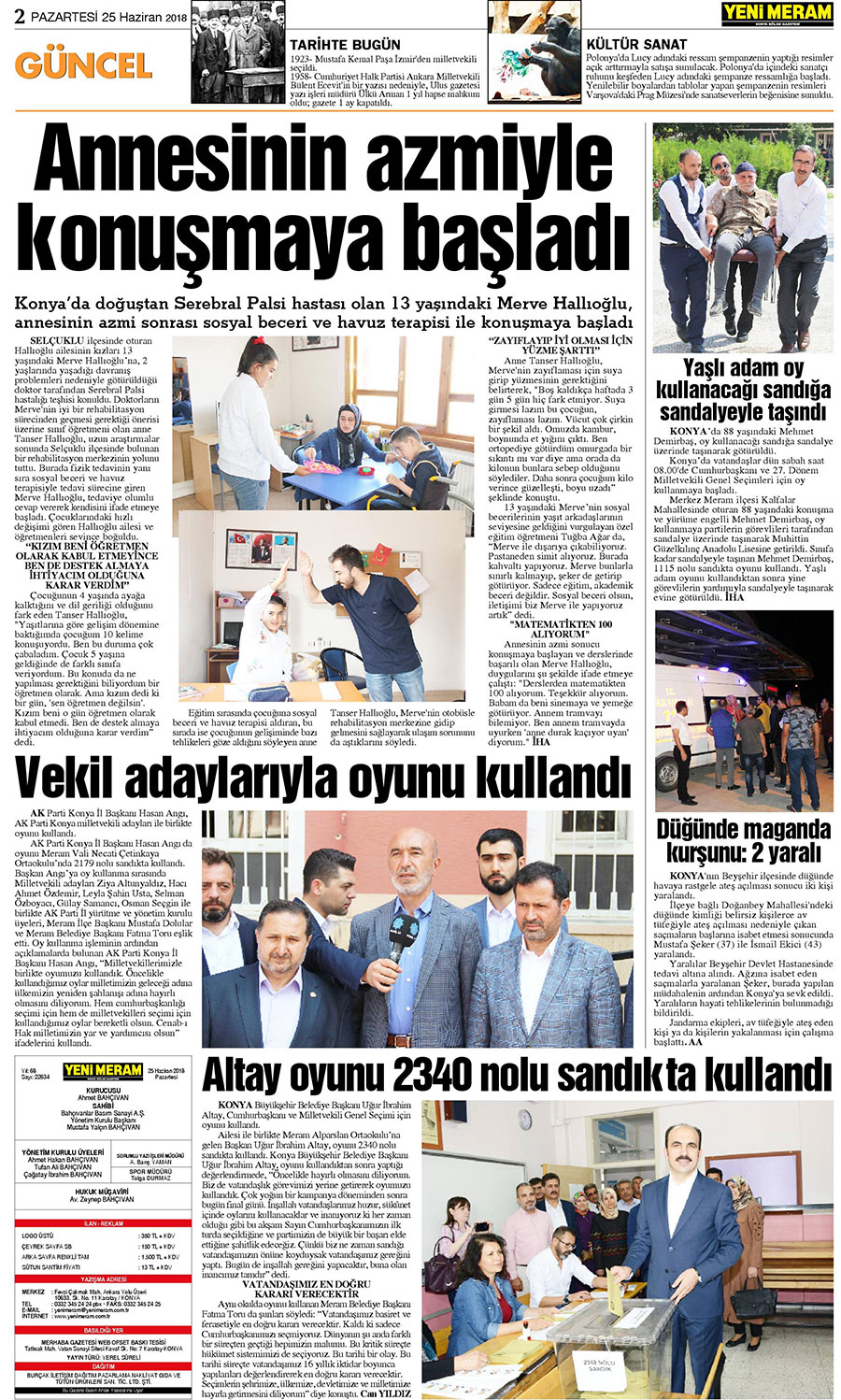 25 Haziran 2018 Yeni Meram Gazetesi