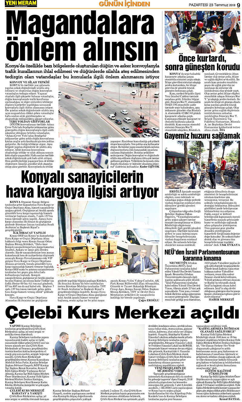 23 Temmuz 2018 Yeni Meram Gazetesi