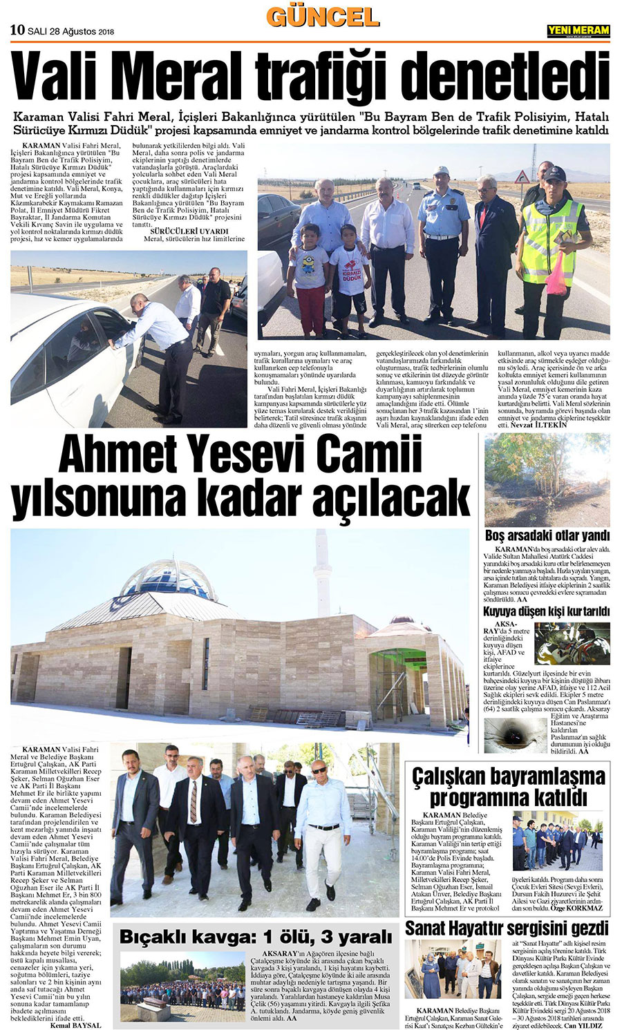 28 Ağustos 2018 Yeni Meram Gazetesi