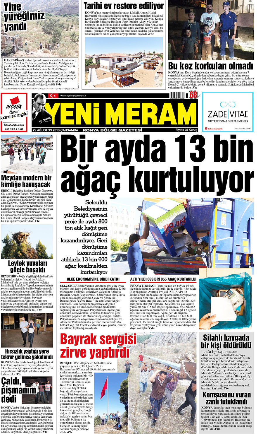 29 Ağustos 2018 Yeni Meram Gazetesi