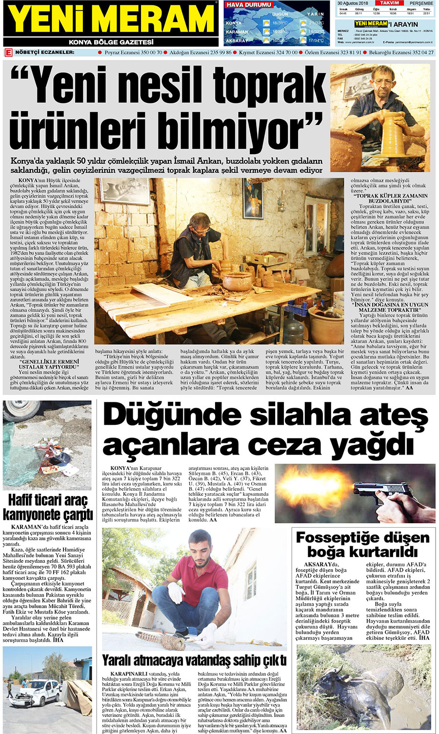 30 Ağustos 2018 Yeni Meram Gazetesi