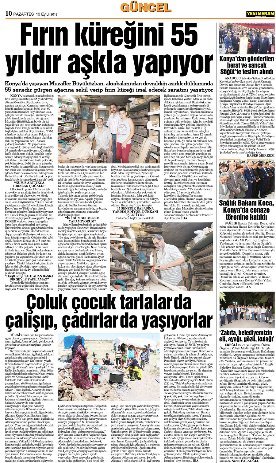 10 Eylül 2018 Yeni Meram Gazetesi