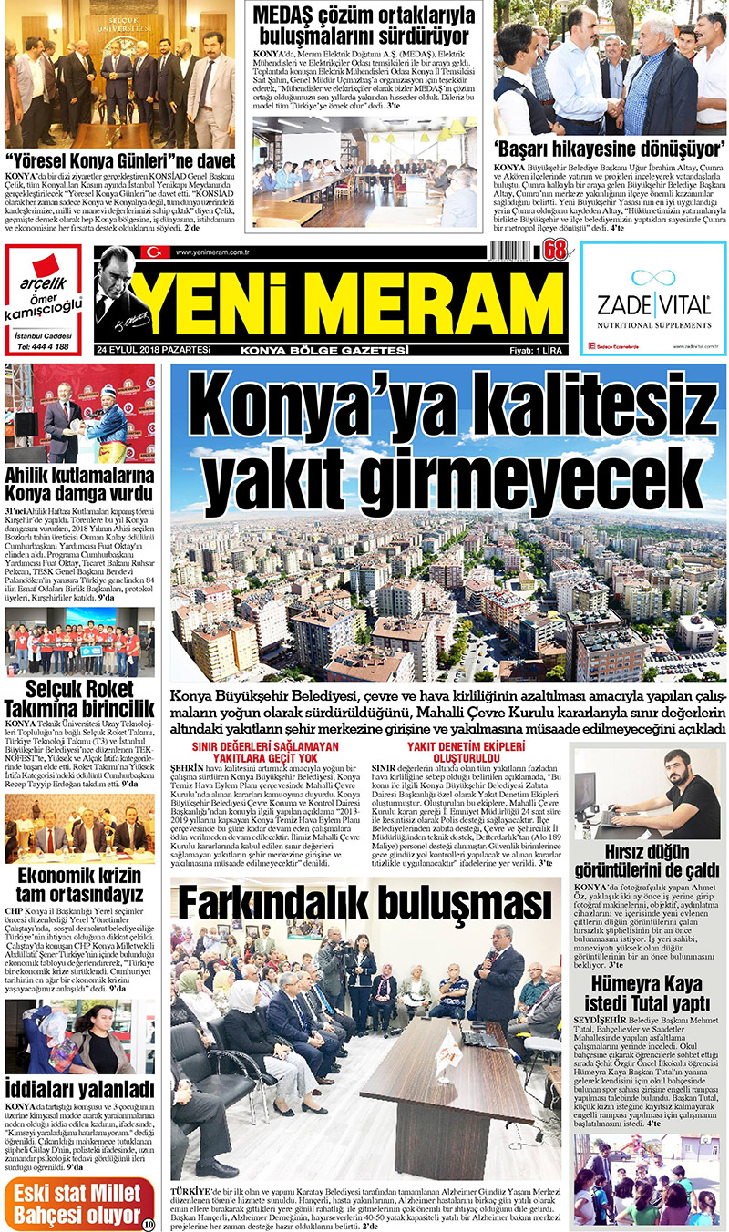 24 Eylül 2018 Yeni Meram Gazetesi