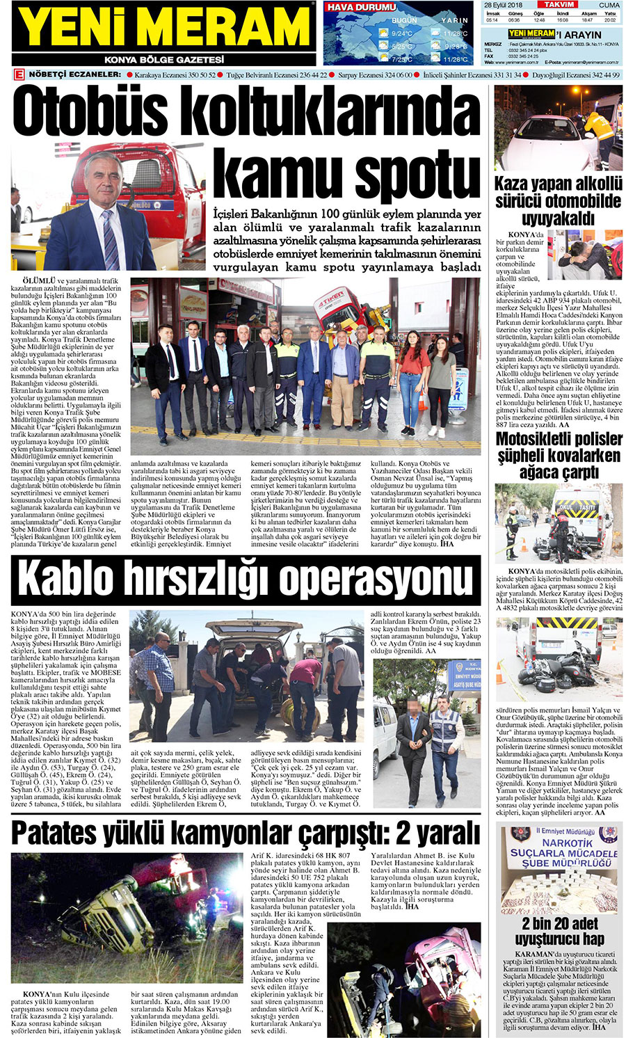 28 Eylül 2018 Yeni Meram Gazetesi