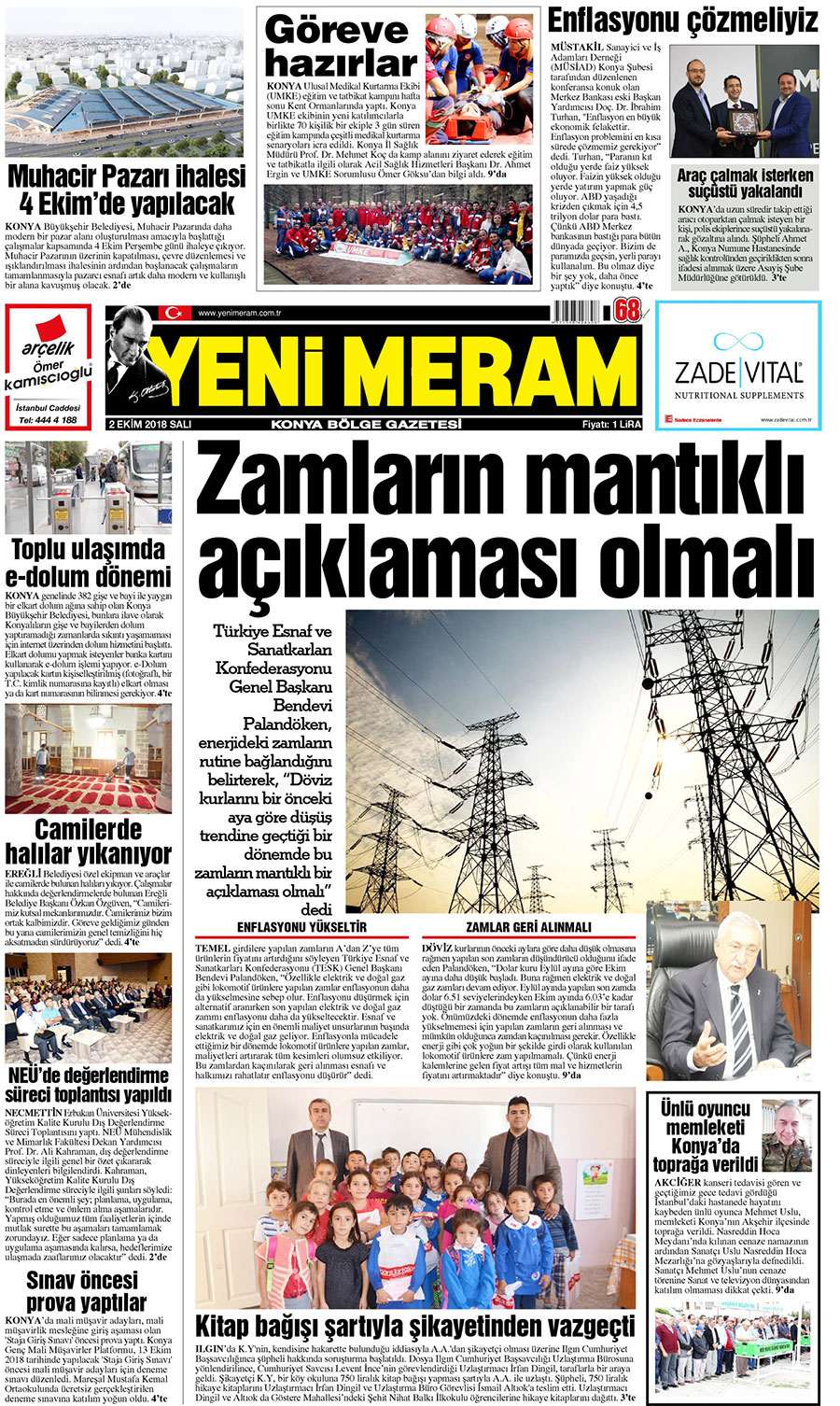 2 Ekim 2018 Yeni Meram Gazetesi