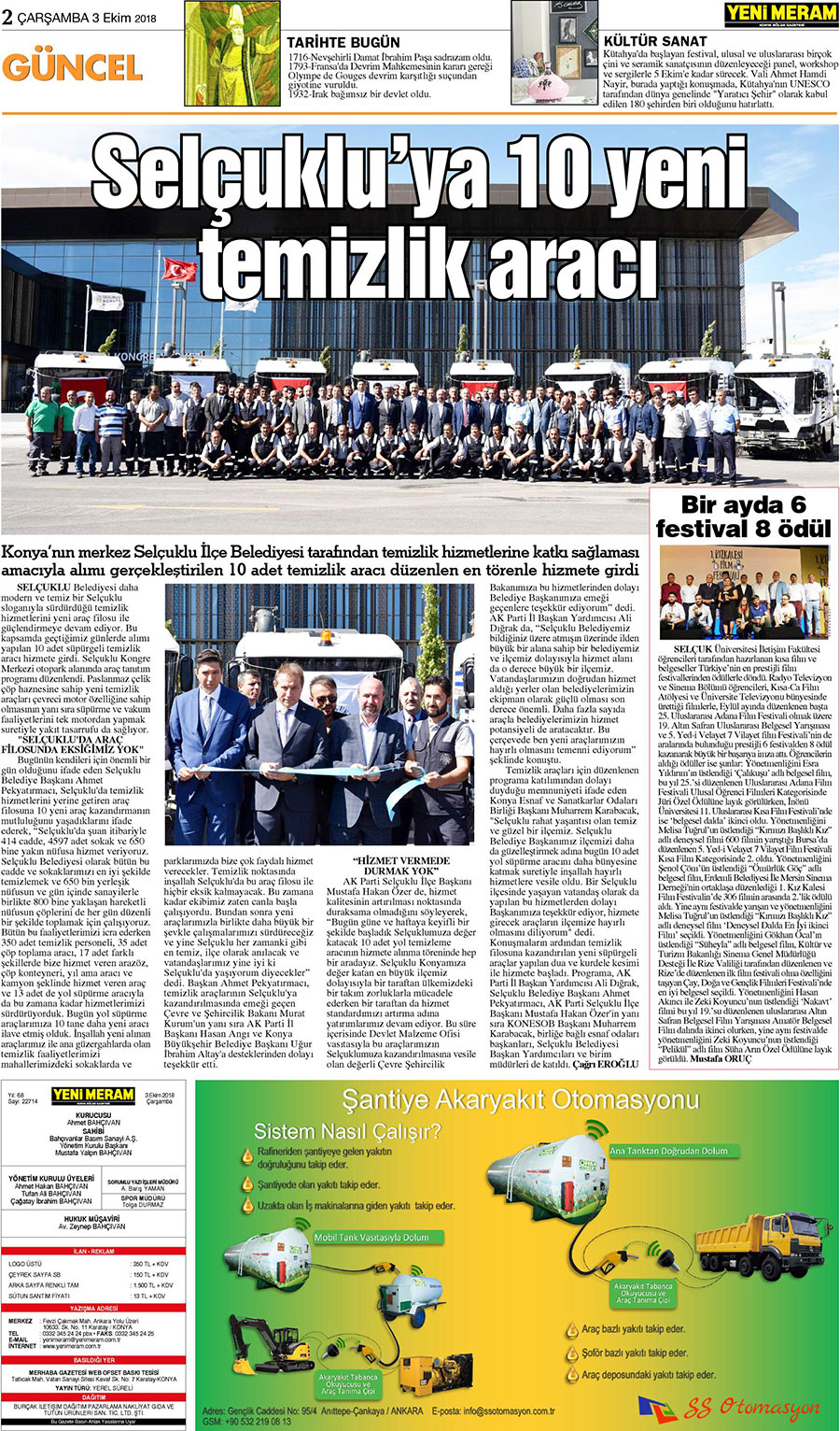 3 Ekim 2018 Yeni Meram Gazetesi