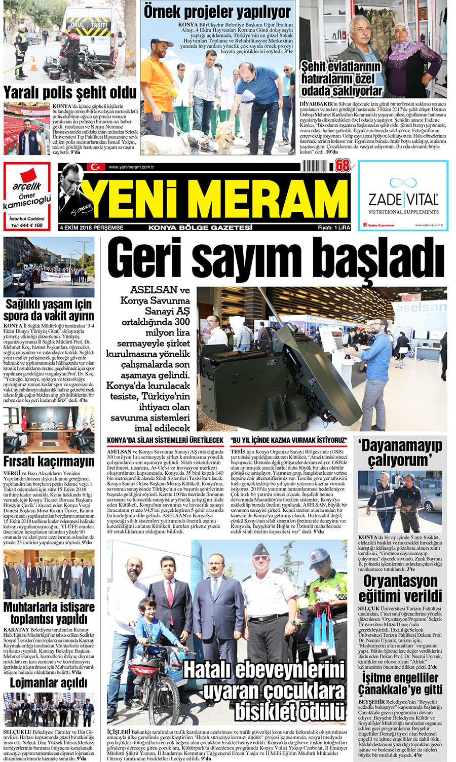 4 Ekim 2018 Yeni Meram Gazetesi