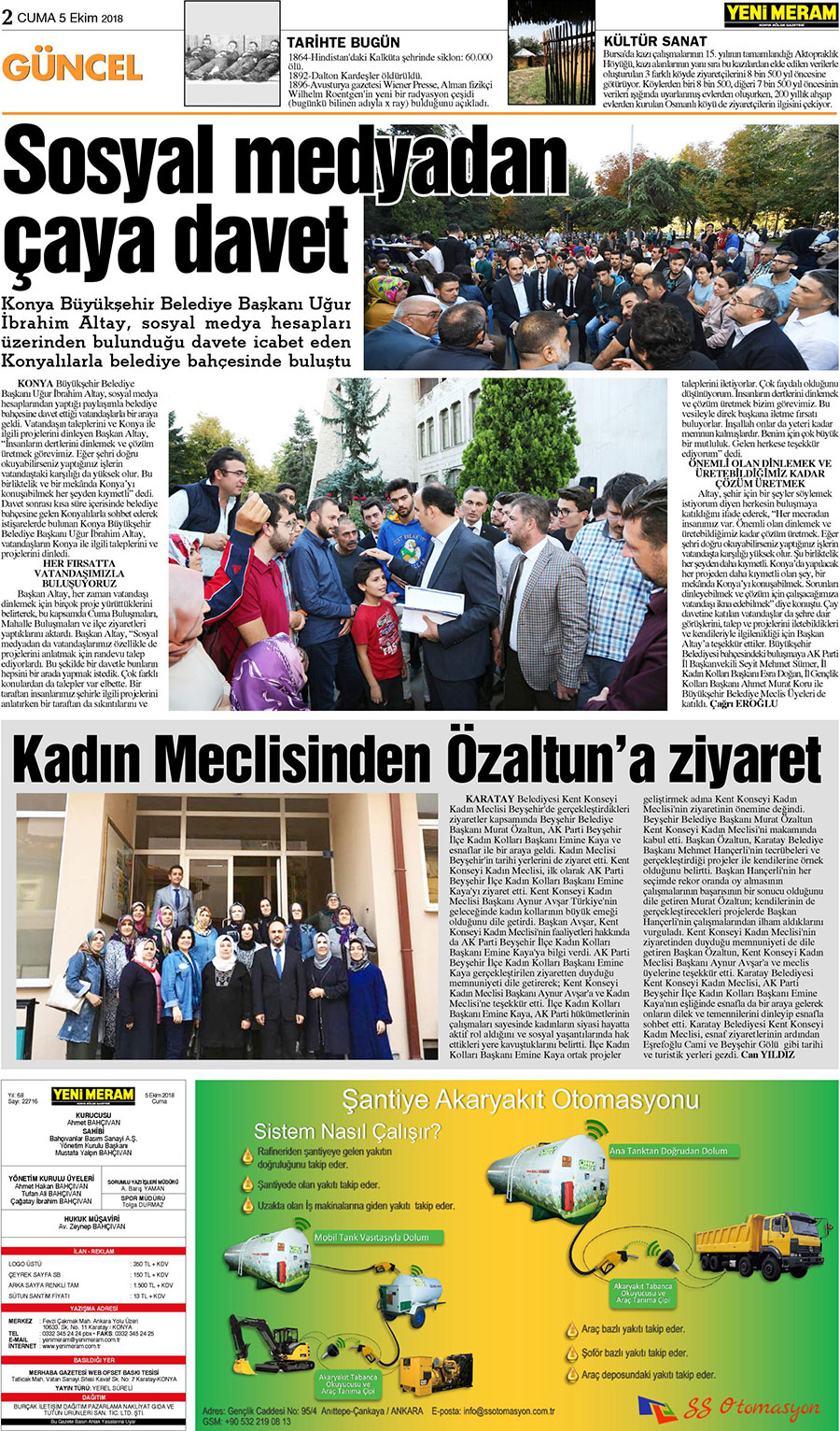 5 Ekim 2018 Yeni Meram Gazetesi