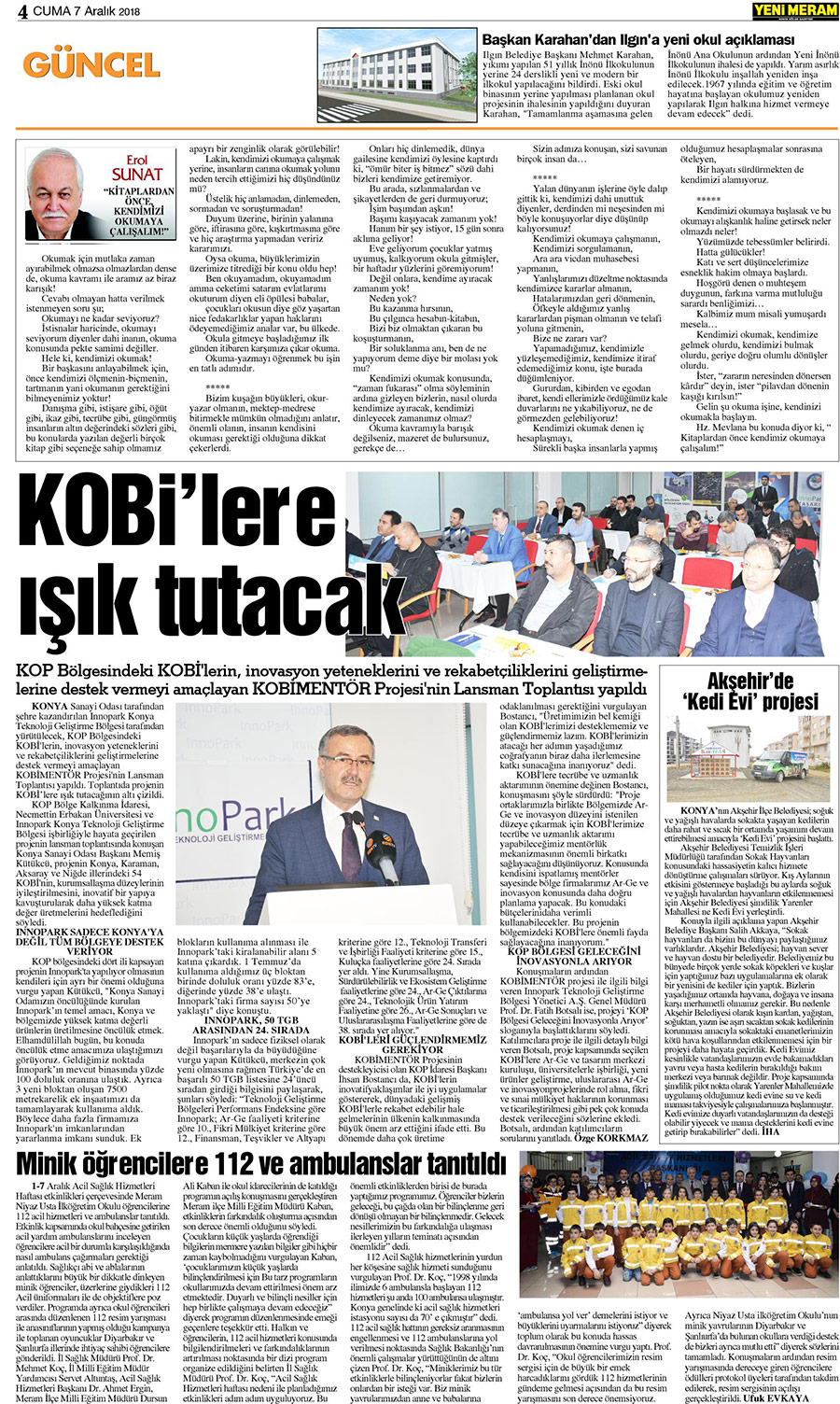 7 Aralık 2018 Yeni Meram Gazetesi