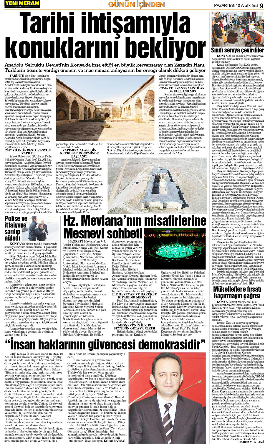 10 Aralık 2018 Yeni Meram Gazetesi