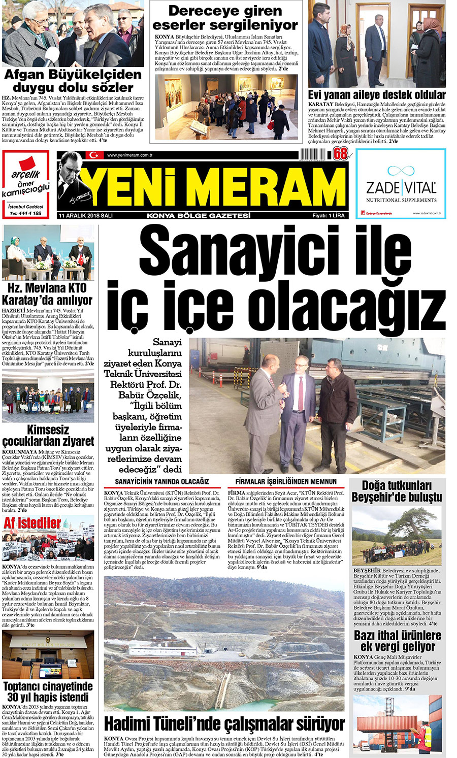 11 Aralık 2018 Yeni Meram Gazetesi