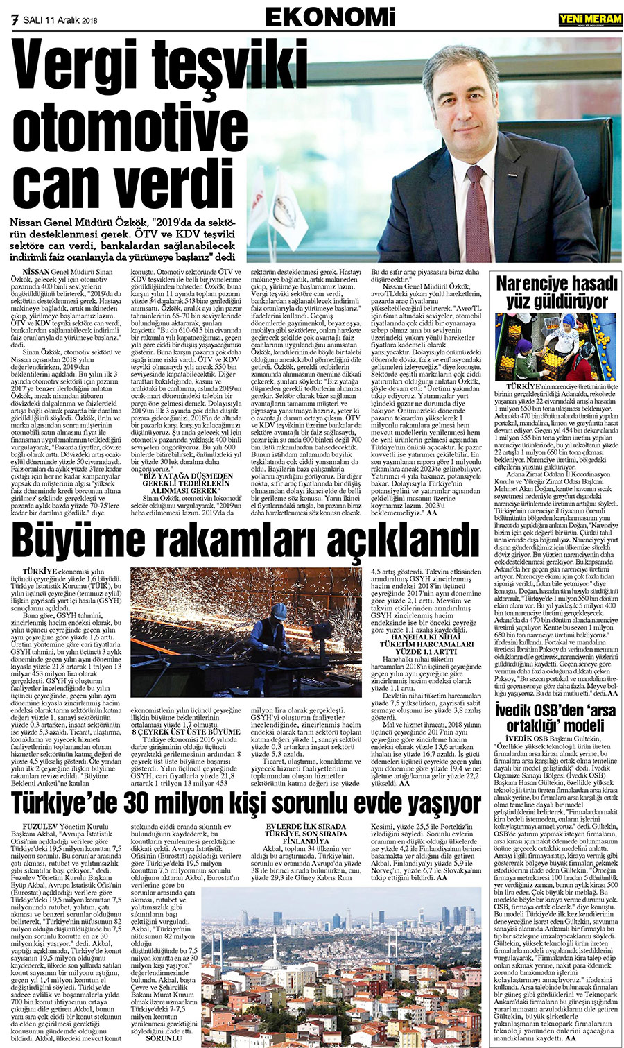 11 Aralık 2018 Yeni Meram Gazetesi
