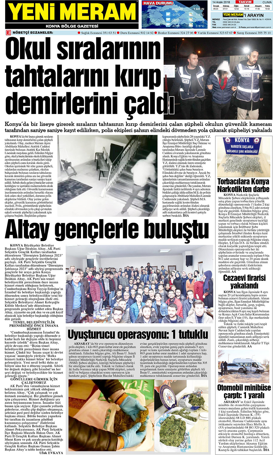 14 Aralık 2018 Yeni Meram Gazetesi