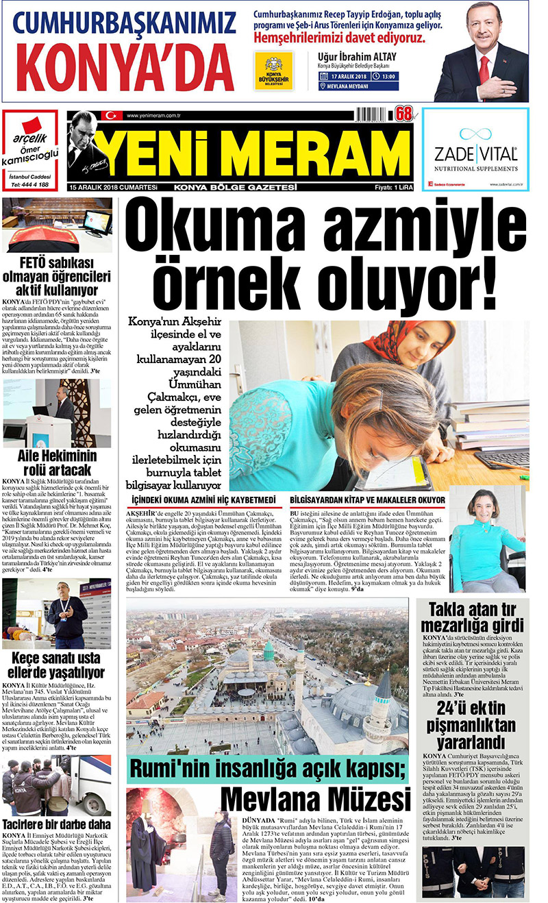 15 Aralık 2018 Yeni Meram Gazetesi