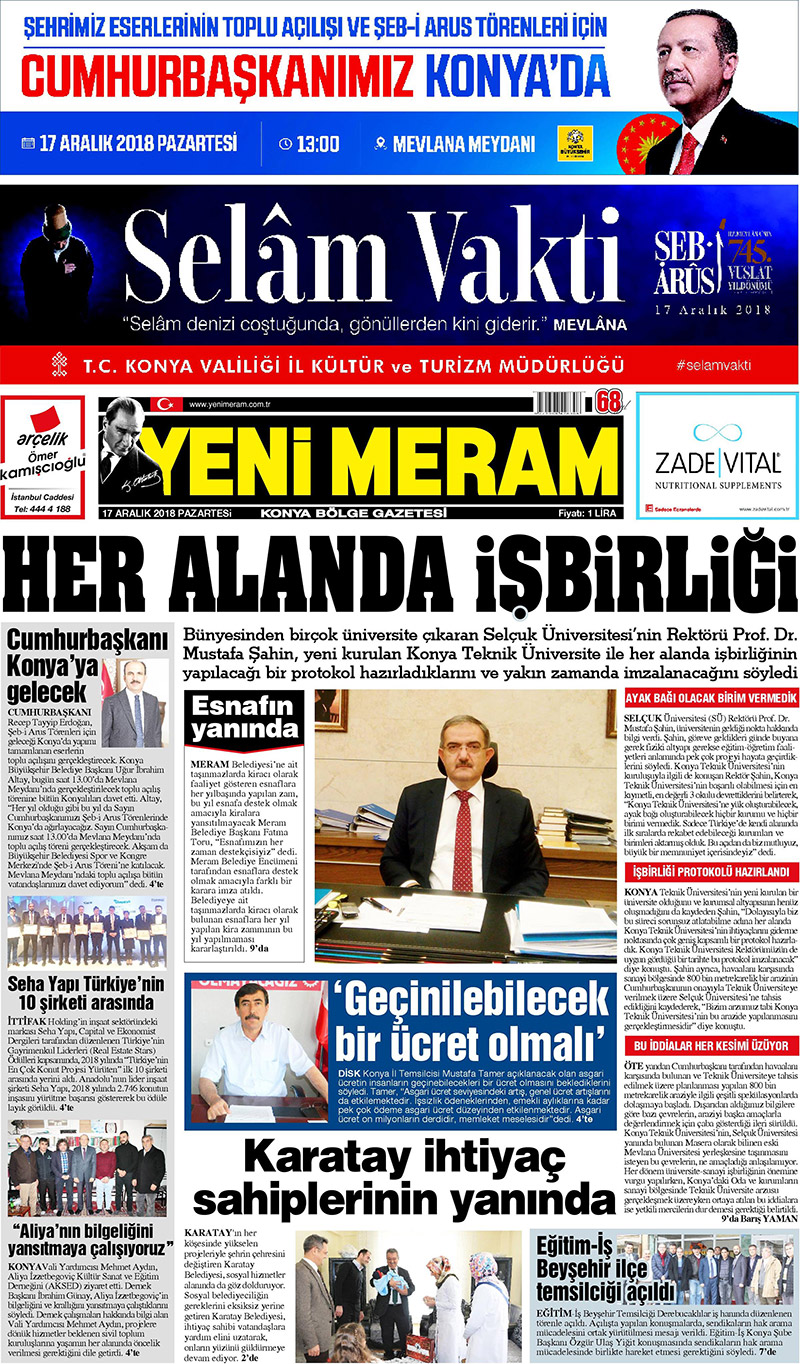 17 Aralık 2018 Yeni Meram Gazetesi