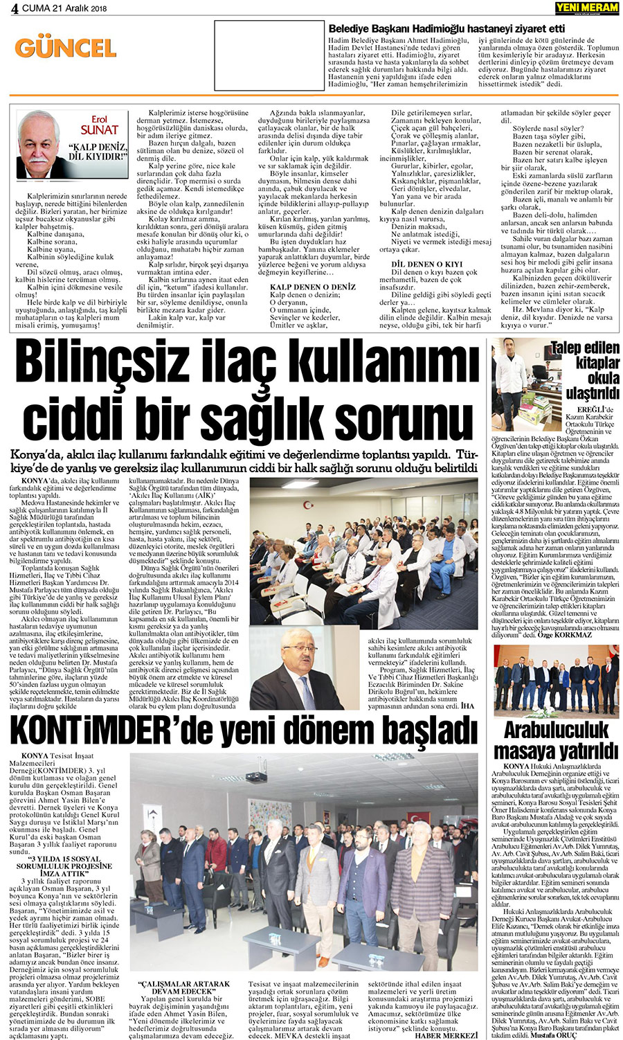 21 Aralık 2018 Yeni Meram Gazetesi