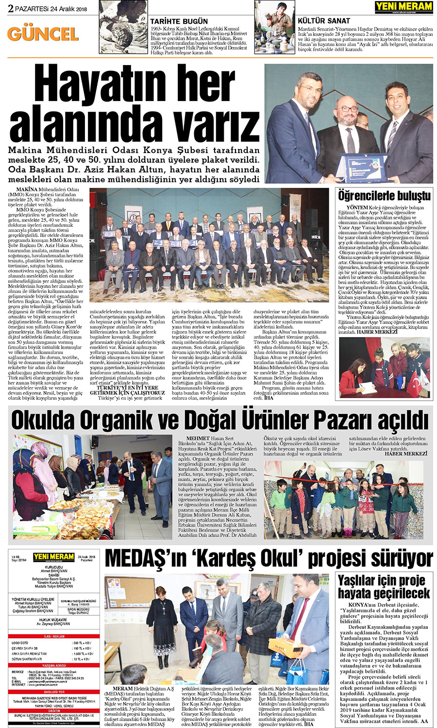 24 Aralık 2018 Yeni Meram Gazetesi