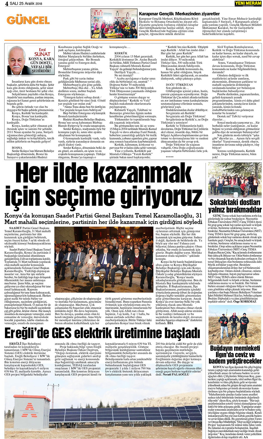 25 Aralık 2018 Yeni Meram Gazetesi