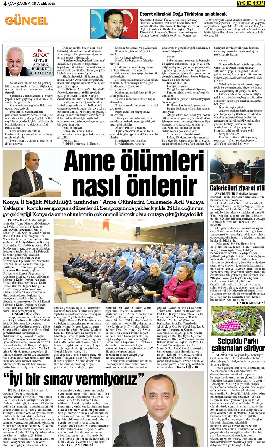 26 Aralık 2018 Yeni Meram Gazetesi