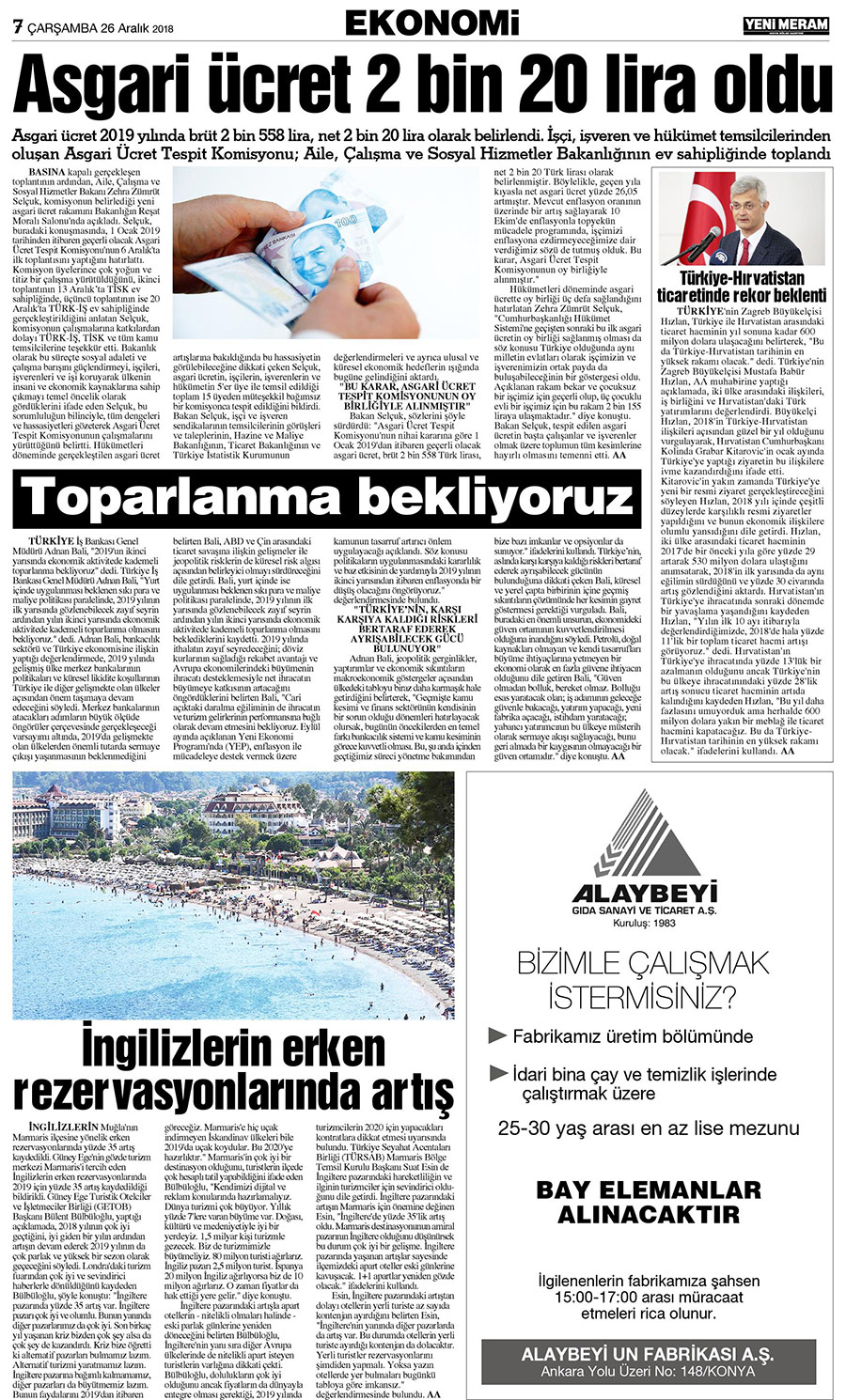 26 Aralık 2018 Yeni Meram Gazetesi