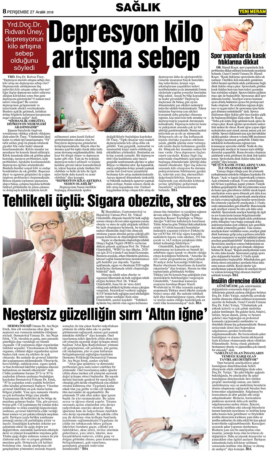 27 Aralık 2018 Yeni Meram Gazetesi