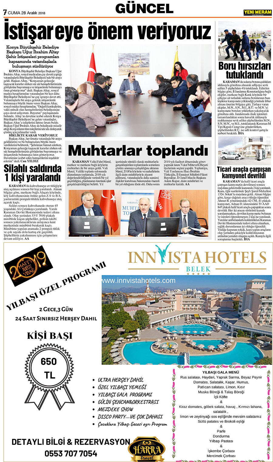 28 Aralık 2018 Yeni Meram Gazetesi