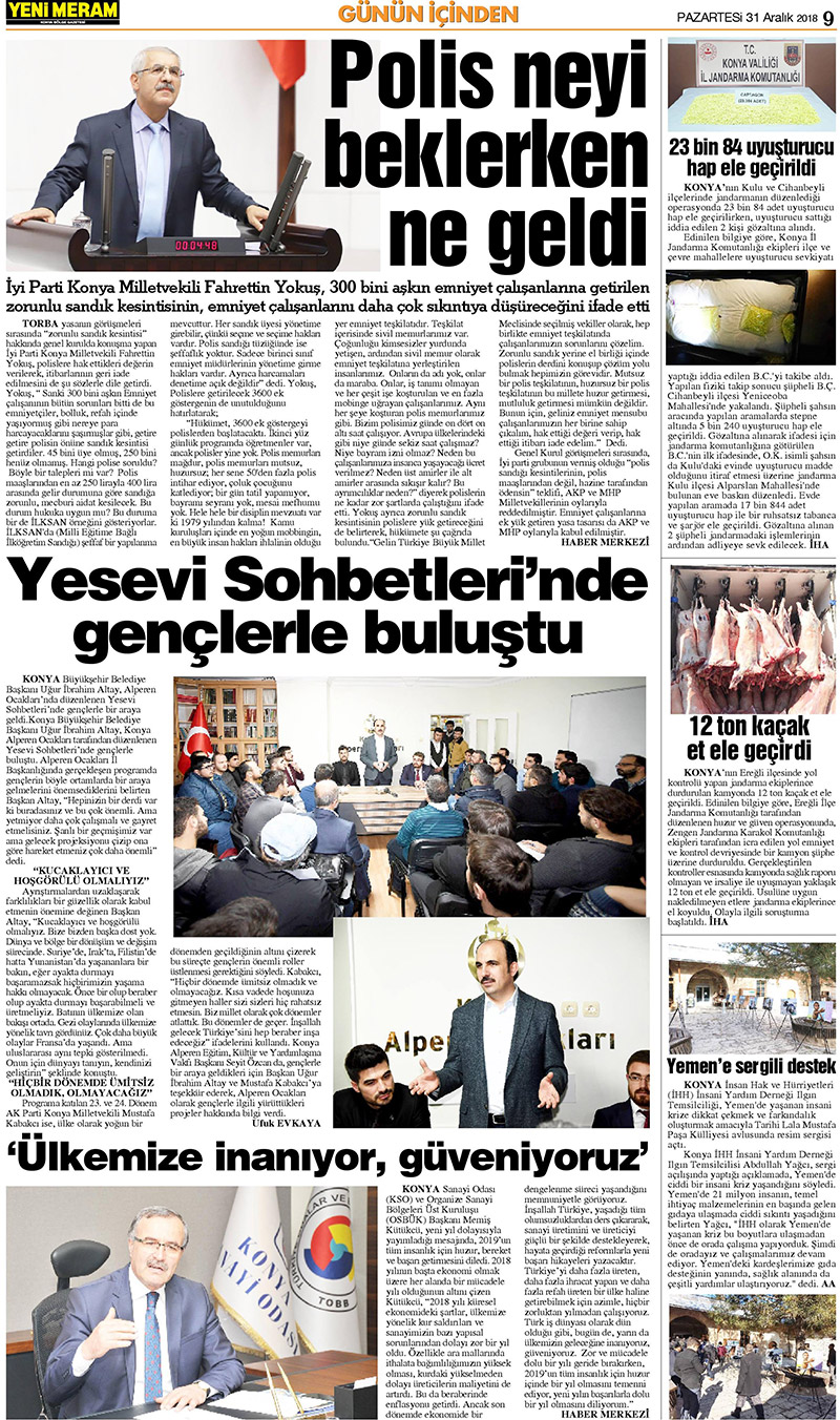 31 Aralık 2018 Yeni Meram Gazetesi