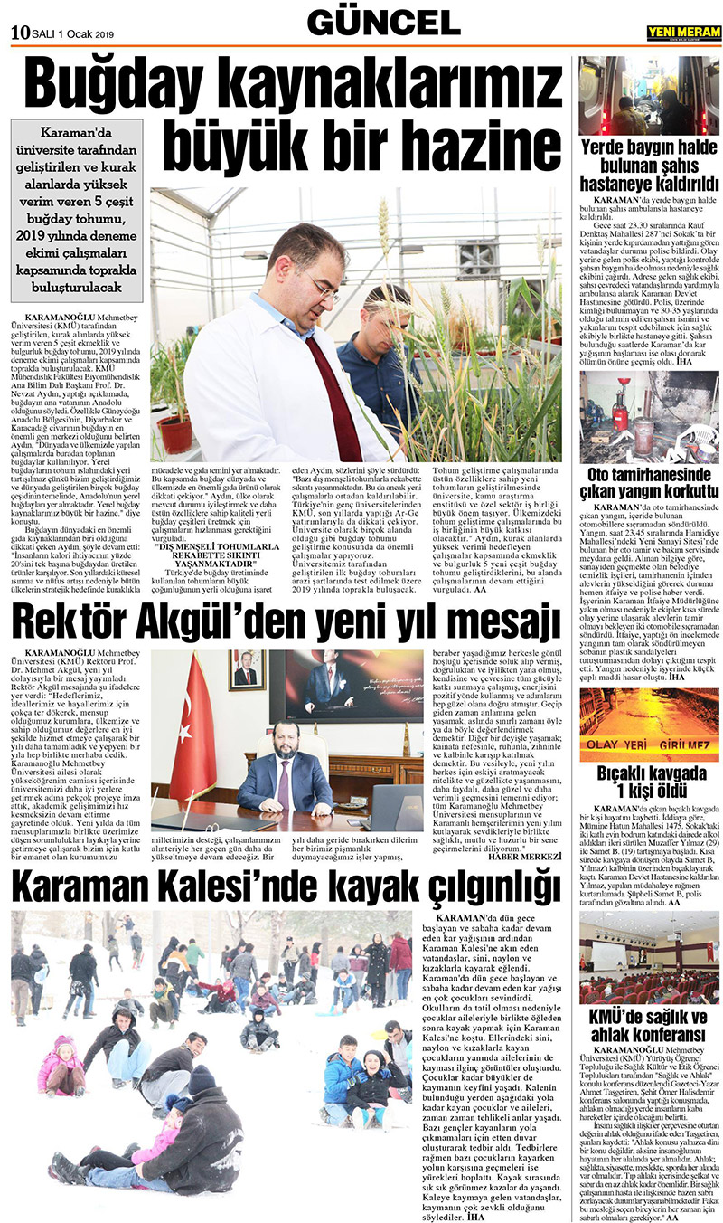 1 Ocak 2019 Yeni Meram Gazetesi