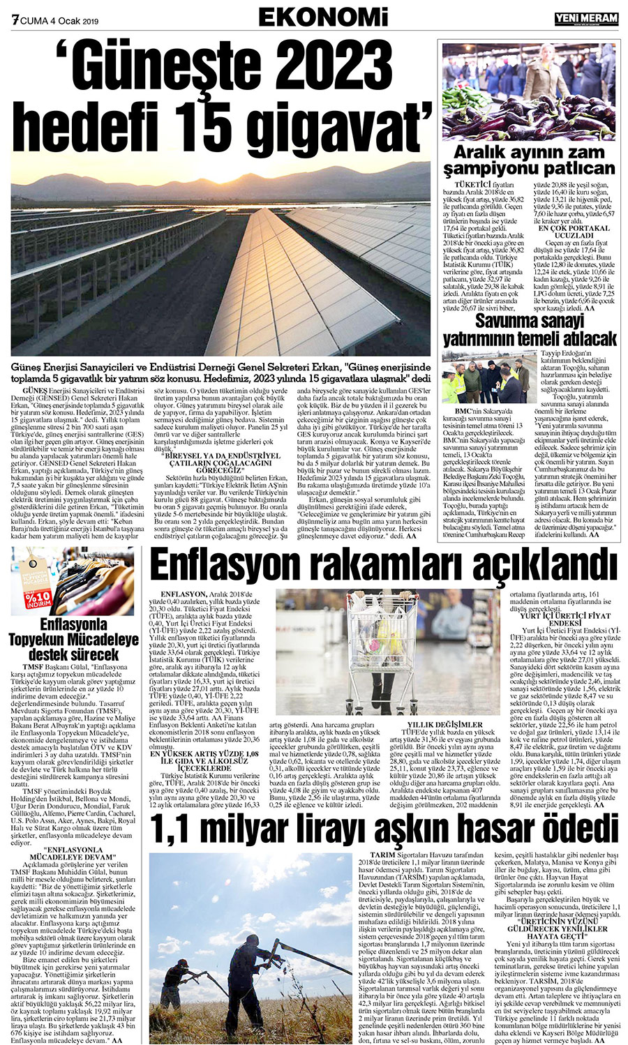4 Ocak 2019 Yeni Meram Gazetesi