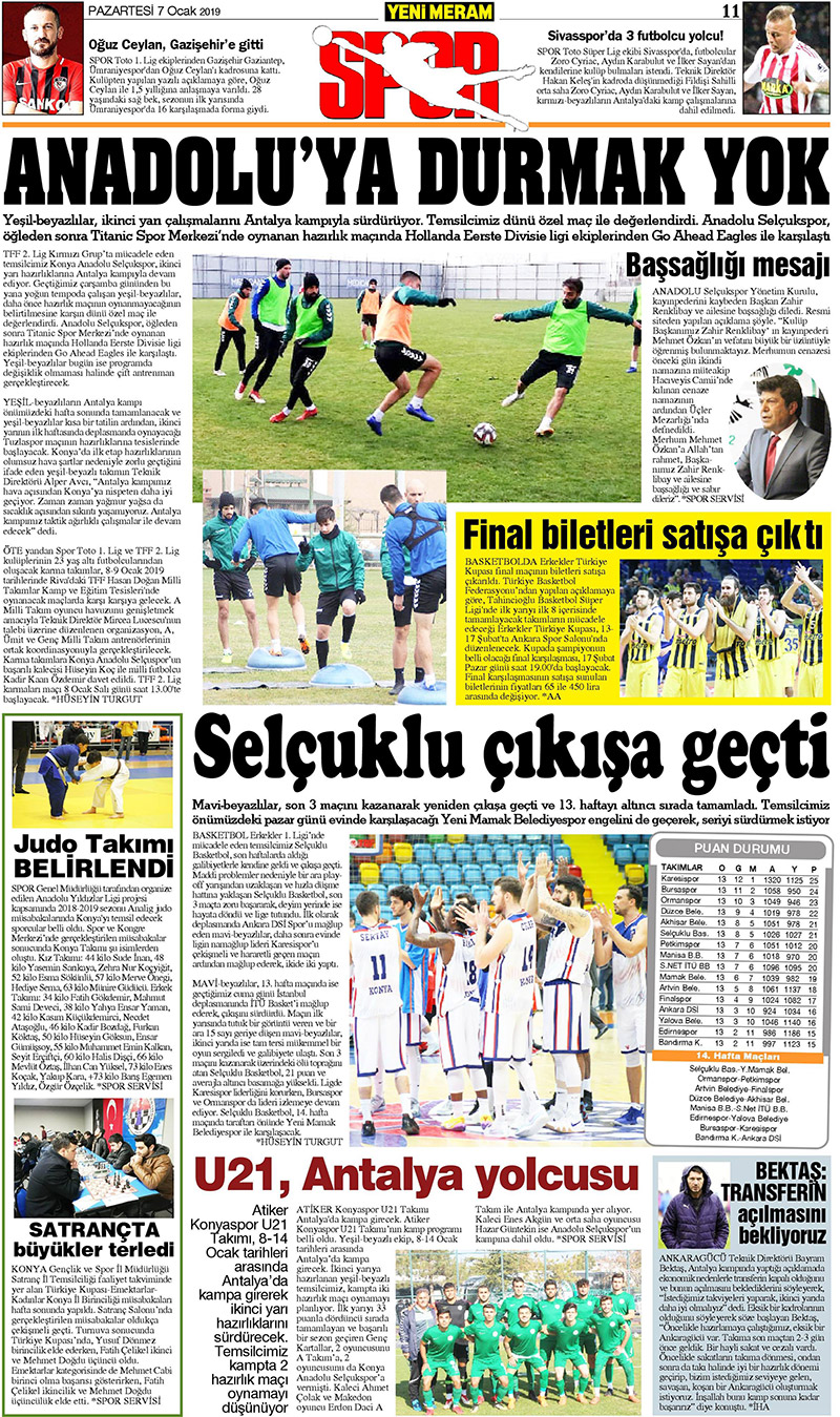 7 Ocak 2019 Yeni Meram Gazetesi