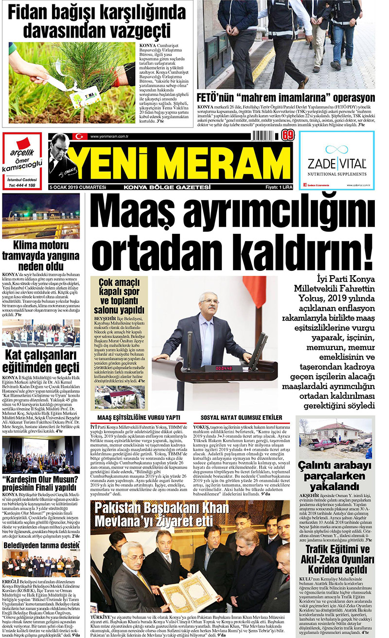 6 Ocak 2019 Yeni Meram Gazetesi