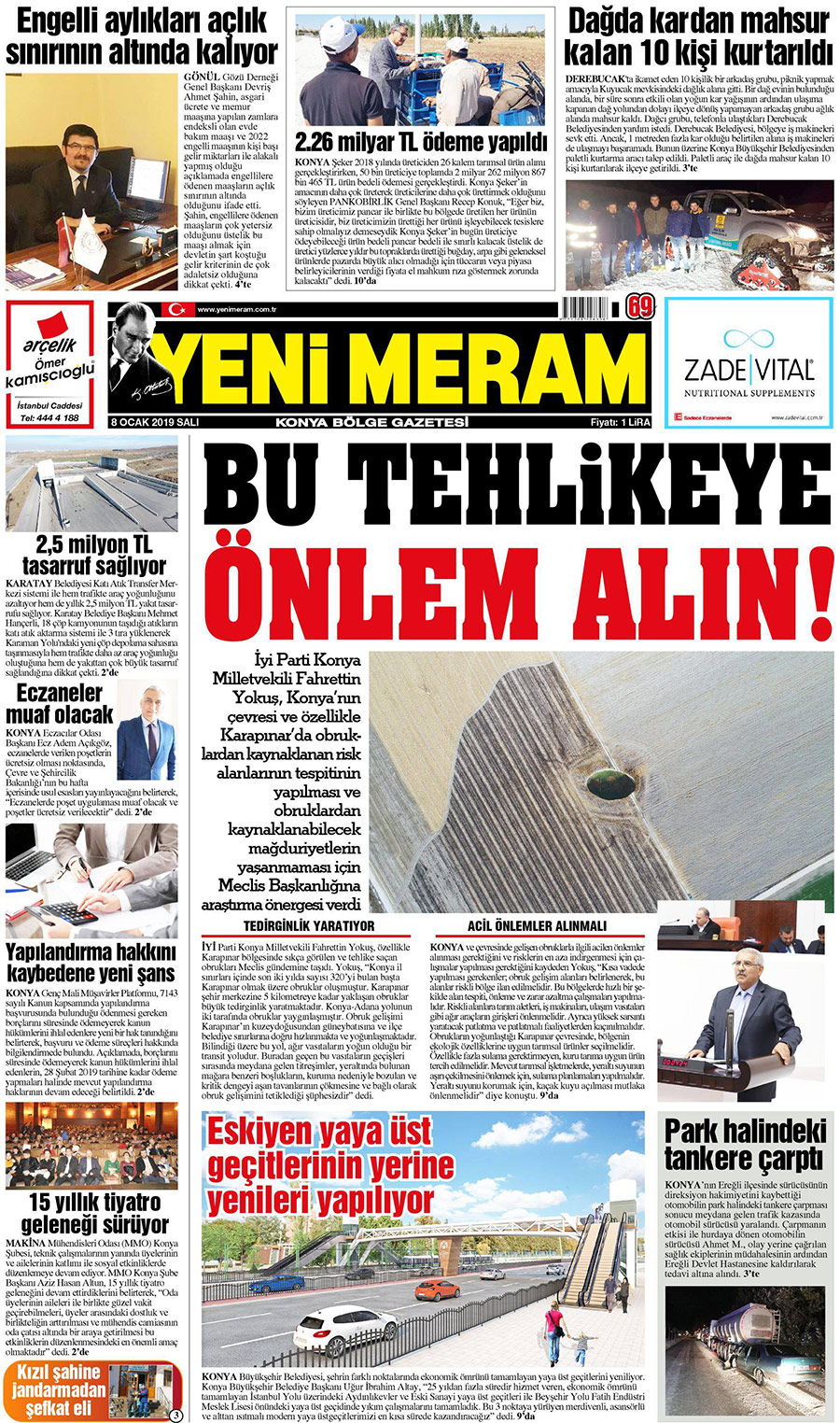 8 Ocak 2019 Yeni Meram Gazetesi