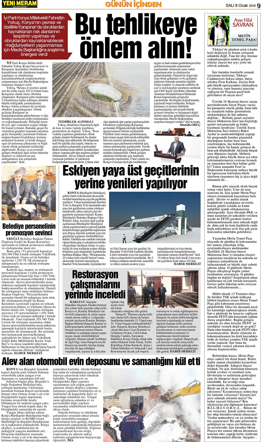 8 Ocak 2019 Yeni Meram Gazetesi