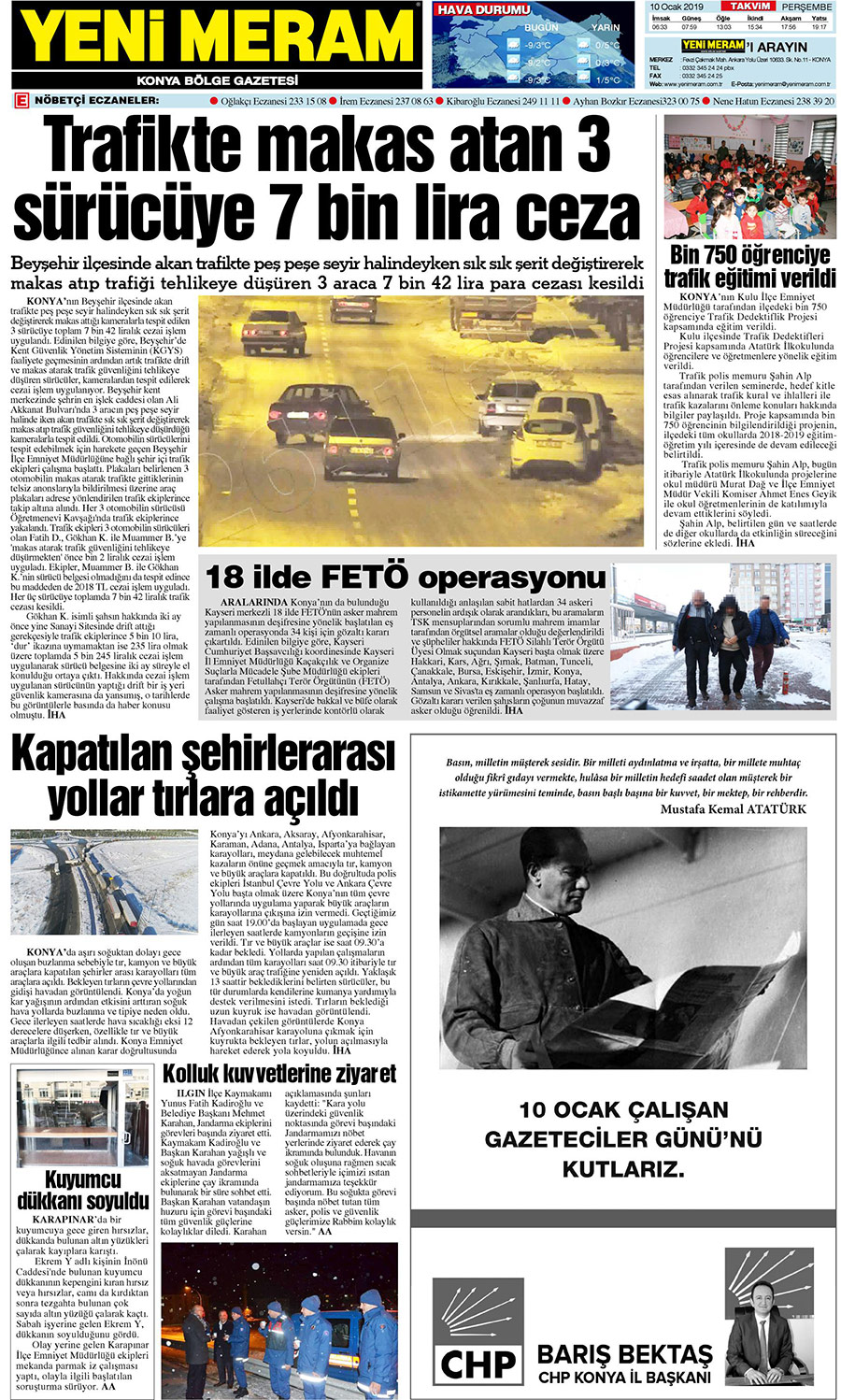 10 Ocak 2019 Yeni Meram Gazetesi