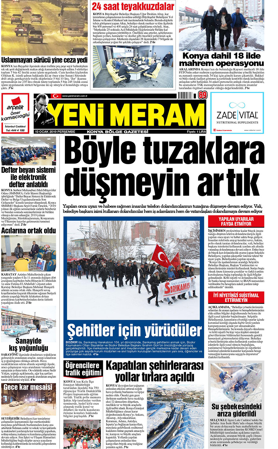10 Ocak 2019 Yeni Meram Gazetesi
