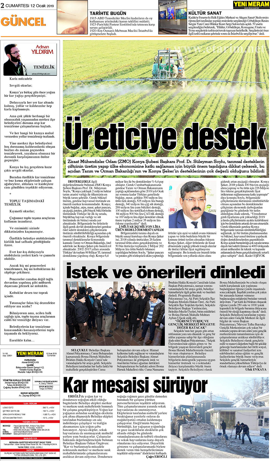 12 Ocak 2019 Yeni Meram Gazetesi