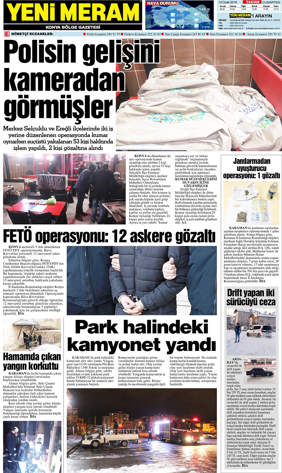 12 Ocak 2019 Yeni Meram Gazetesi