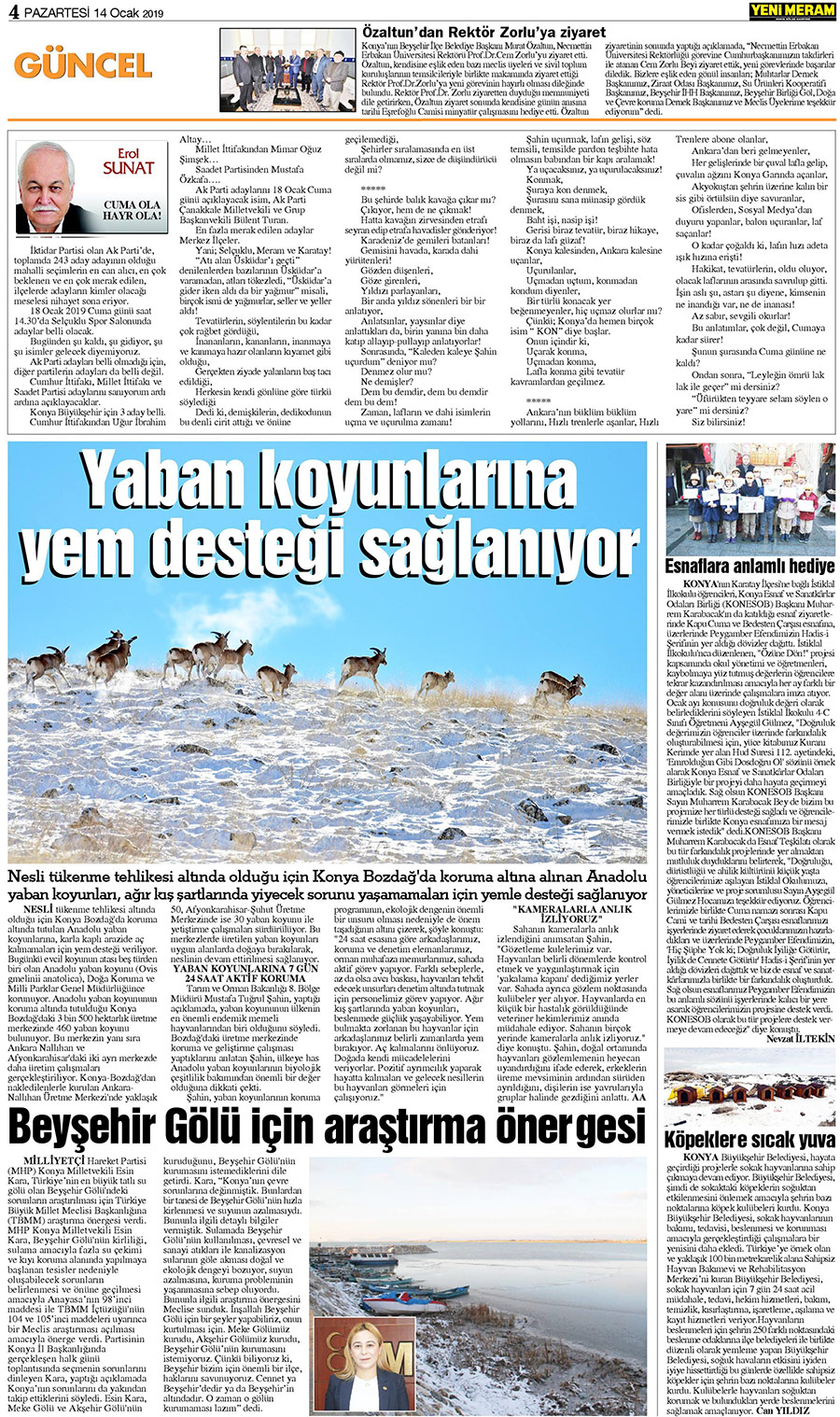 14 Ocak 2019 Yeni Meram Gazetesi