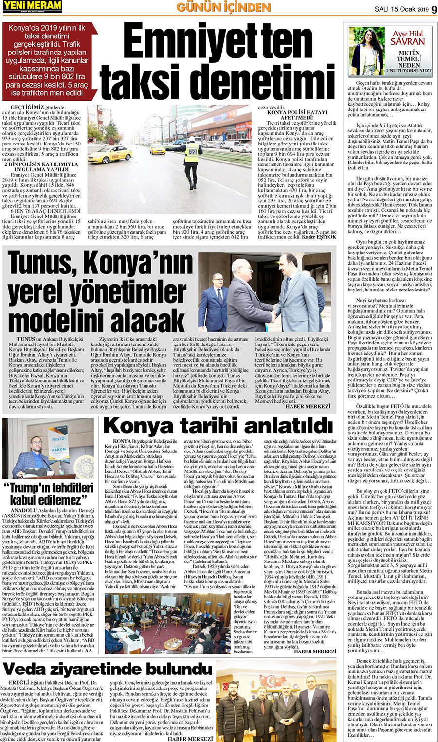 15 Ocak 2019 Yeni Meram Gazetesi