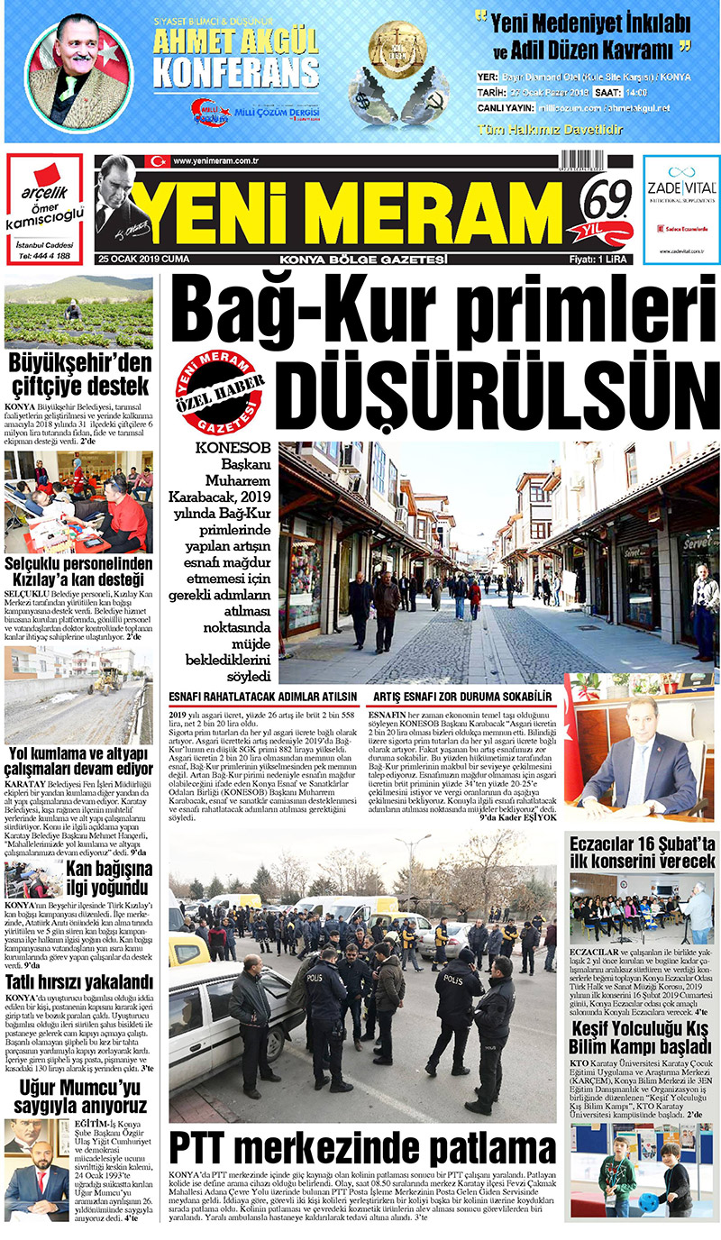 25 Ocak 2019 Yeni Meram Gazetesi