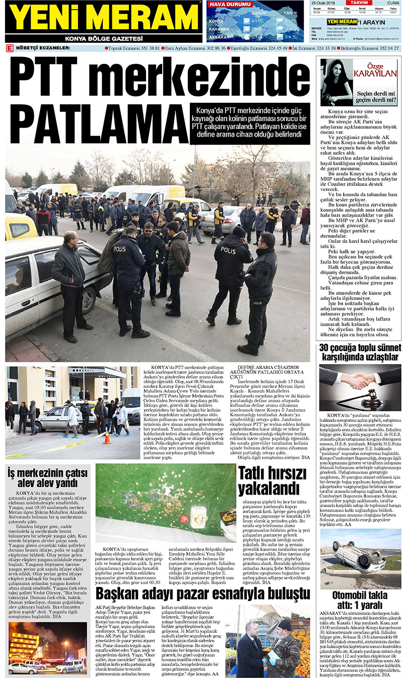 25 Ocak 2019 Yeni Meram Gazetesi