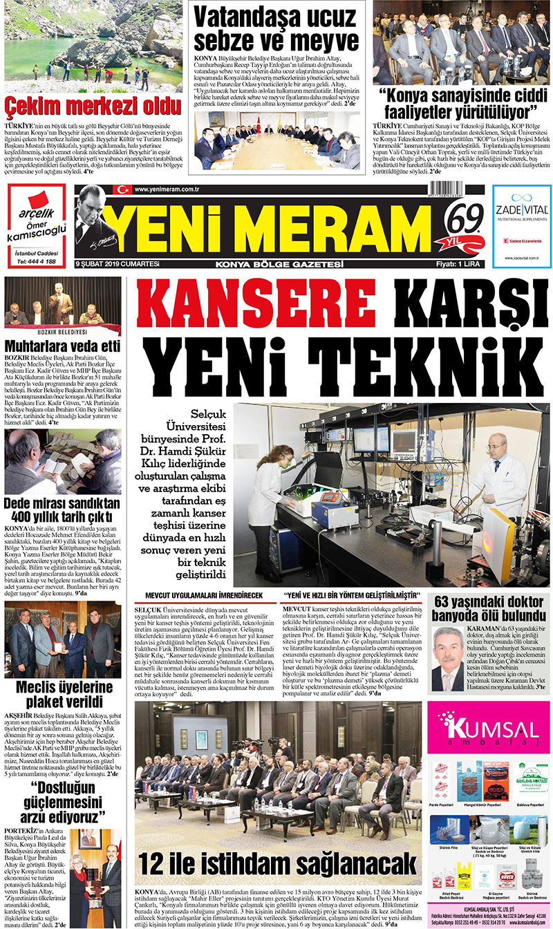 9 Şubat 2019 Yeni Meram Gazetesi