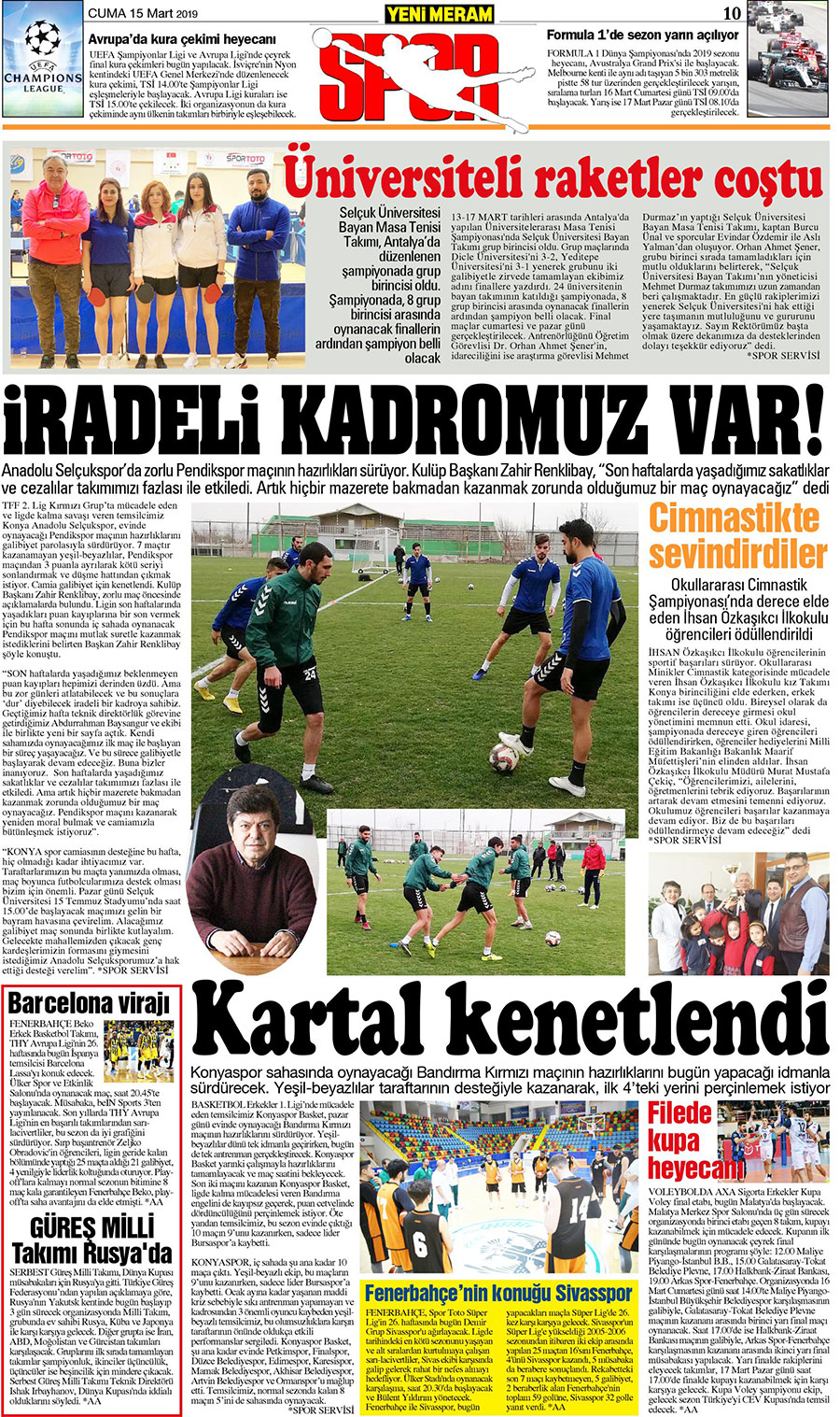 15 Mart 2019 Yeni Meram Gazetesi