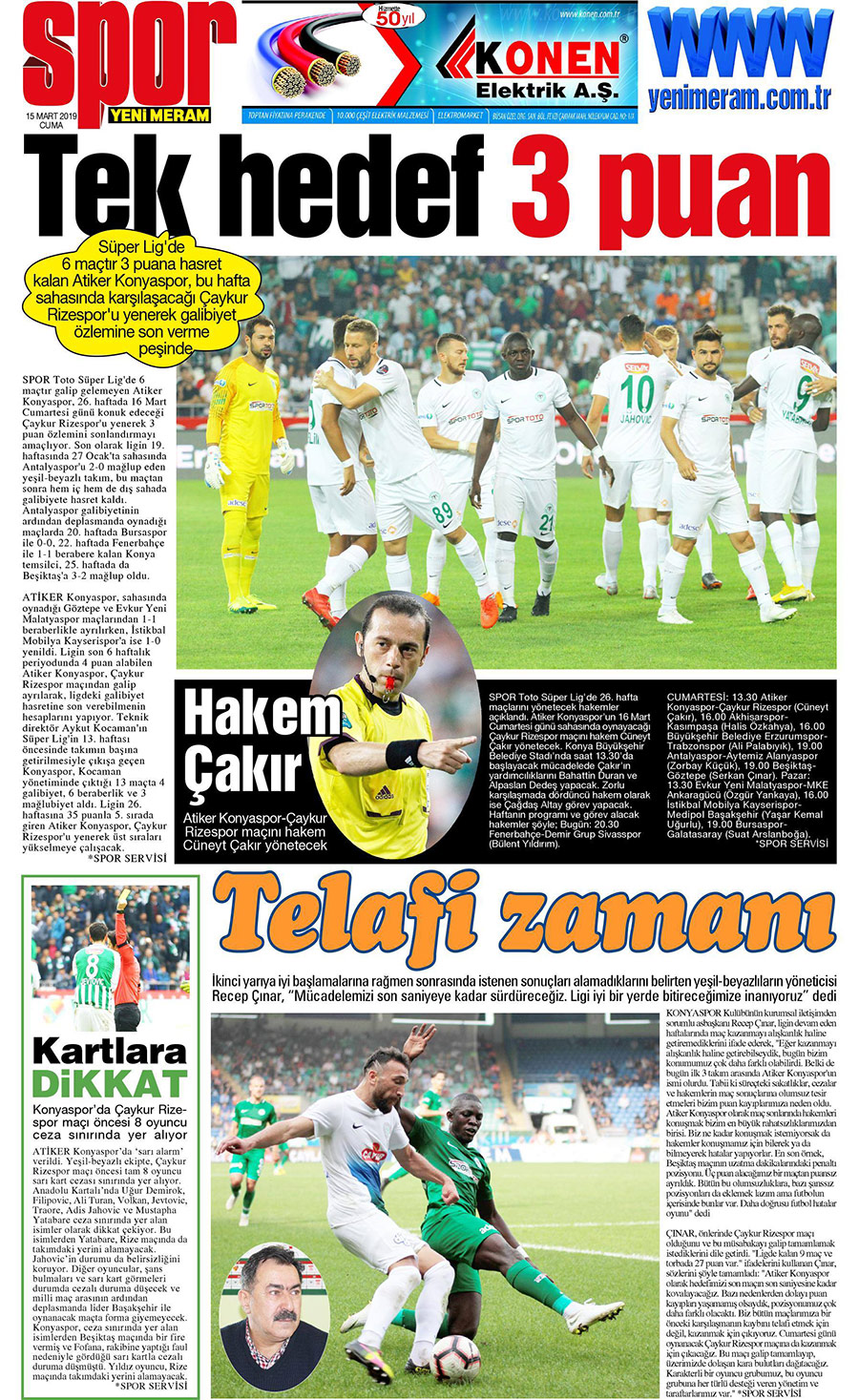15 Mart 2019 Yeni Meram Gazetesi